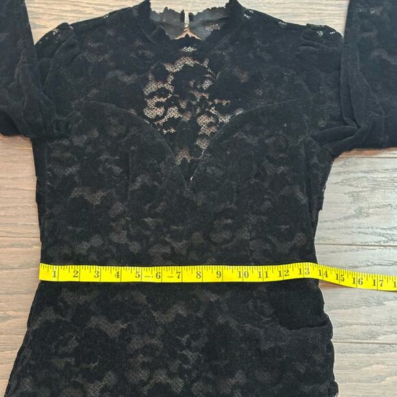 SAYLOR Kacey Black Velvet Lace Asymmetric Open Back Mini Dress Size Small - Picture 11 of 14